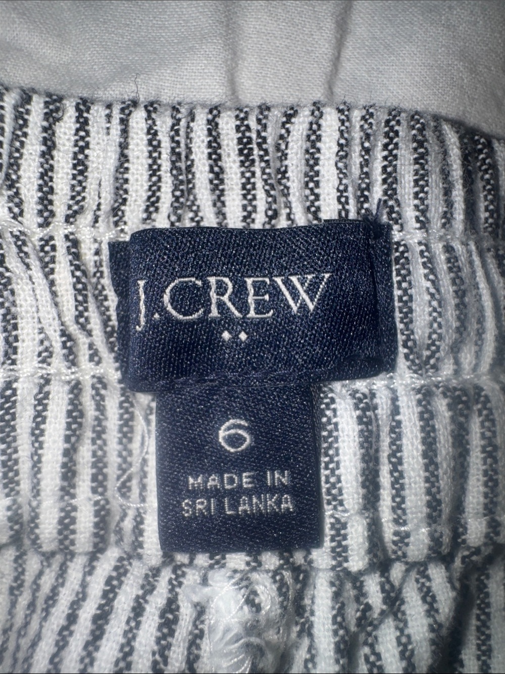 J.Crew Striped Linen-Cotton Cropped Drawstring Pants - Size 6 PERFECT - Picture 3 of 4